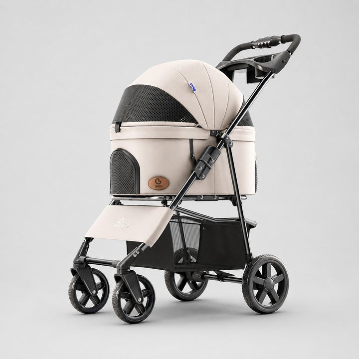 L9 One-Piece Tall Cabin Pet Stroller in Milk Coffee.