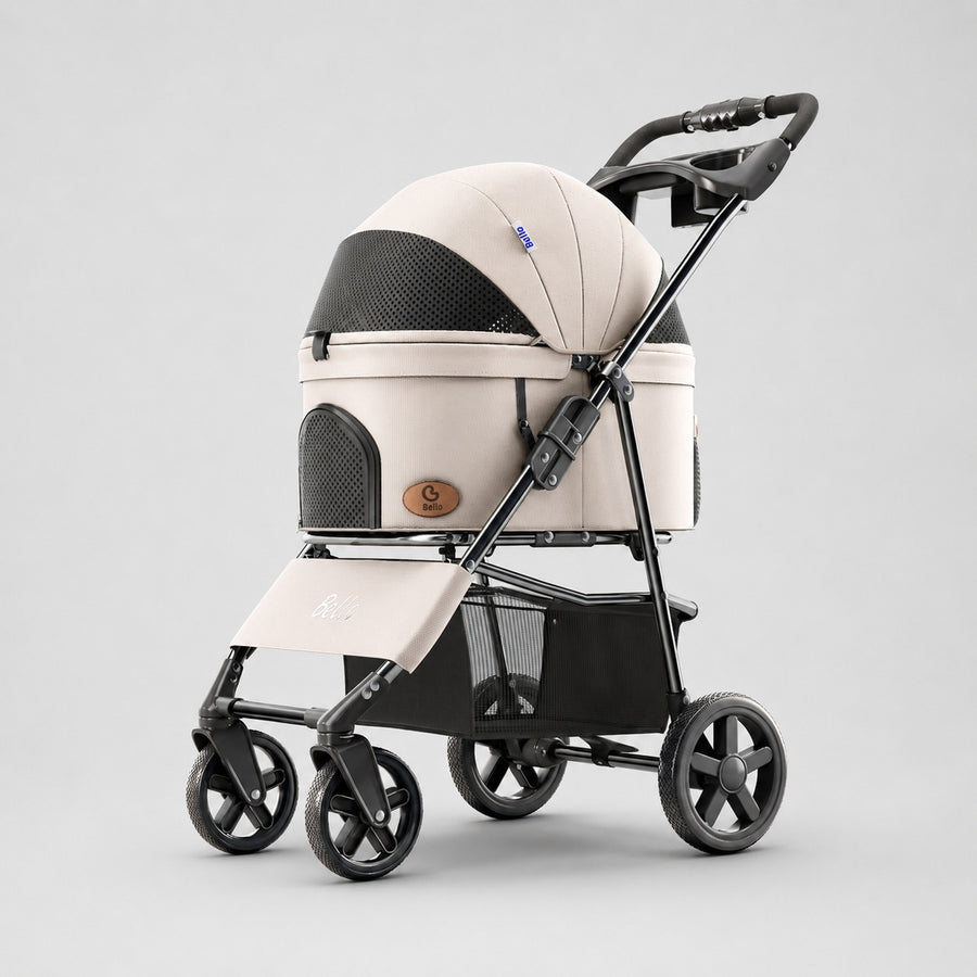 L9 One-Piece Tall Cabin Pet Stroller in Milk Coffee.