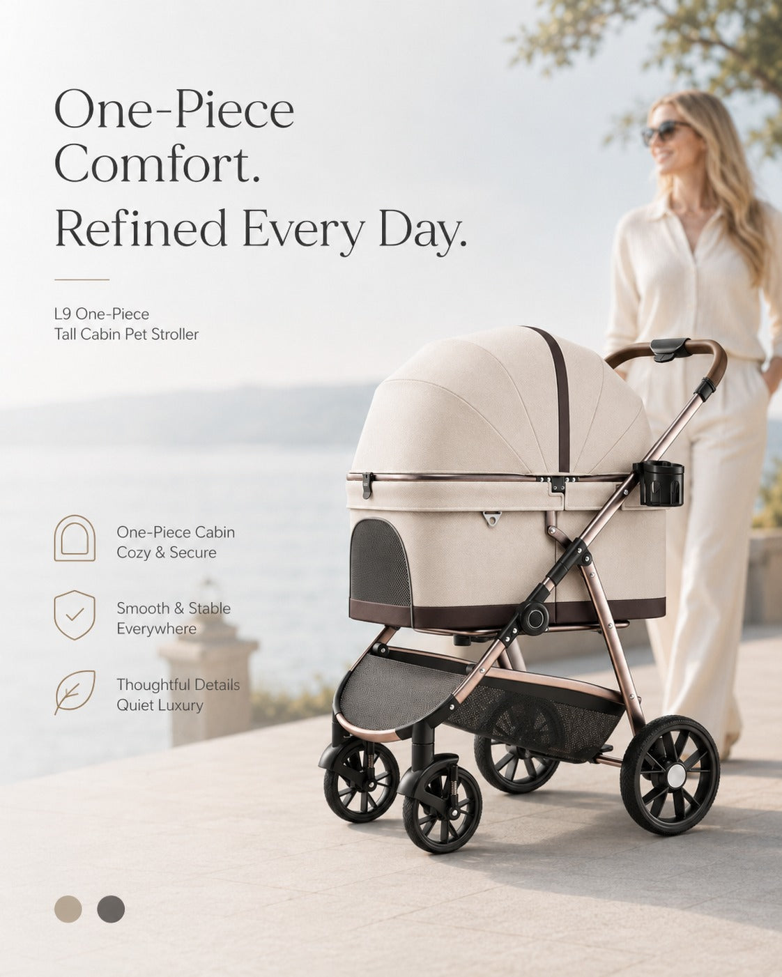 L9 One-Piece Tall Cabin Pet Stroller product detail 3.
