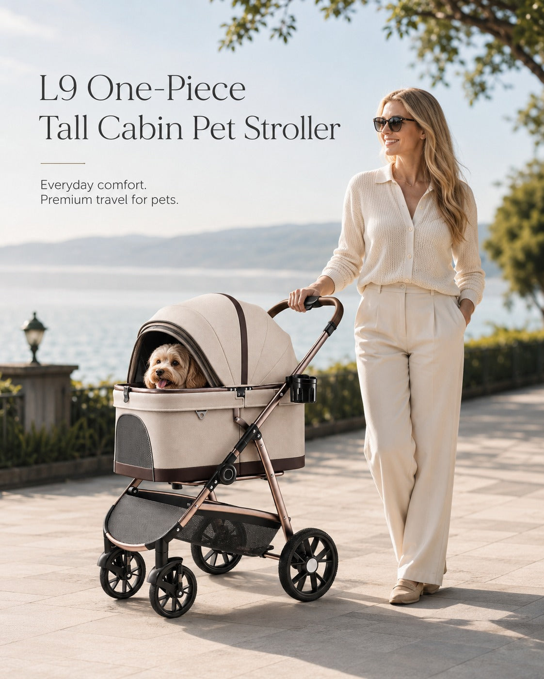 L9 One-Piece Tall Cabin Pet Stroller product detail 10.