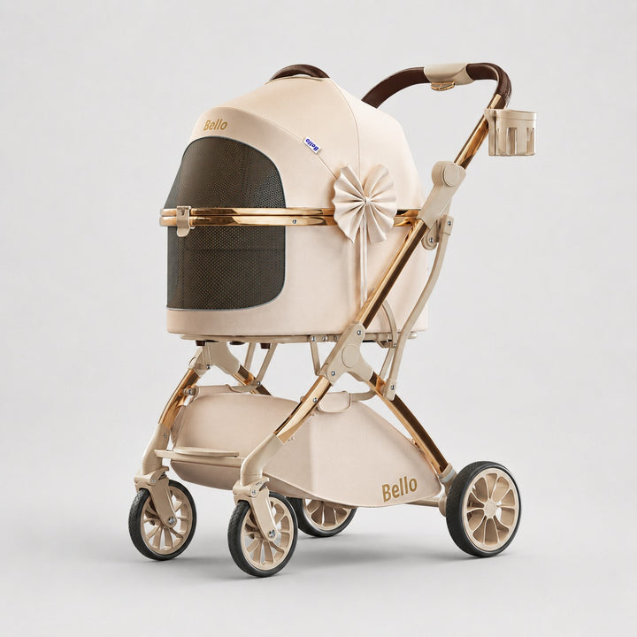 W1 Cocoa Detachable Comfort Pet Stroller in Cocoa Cream.