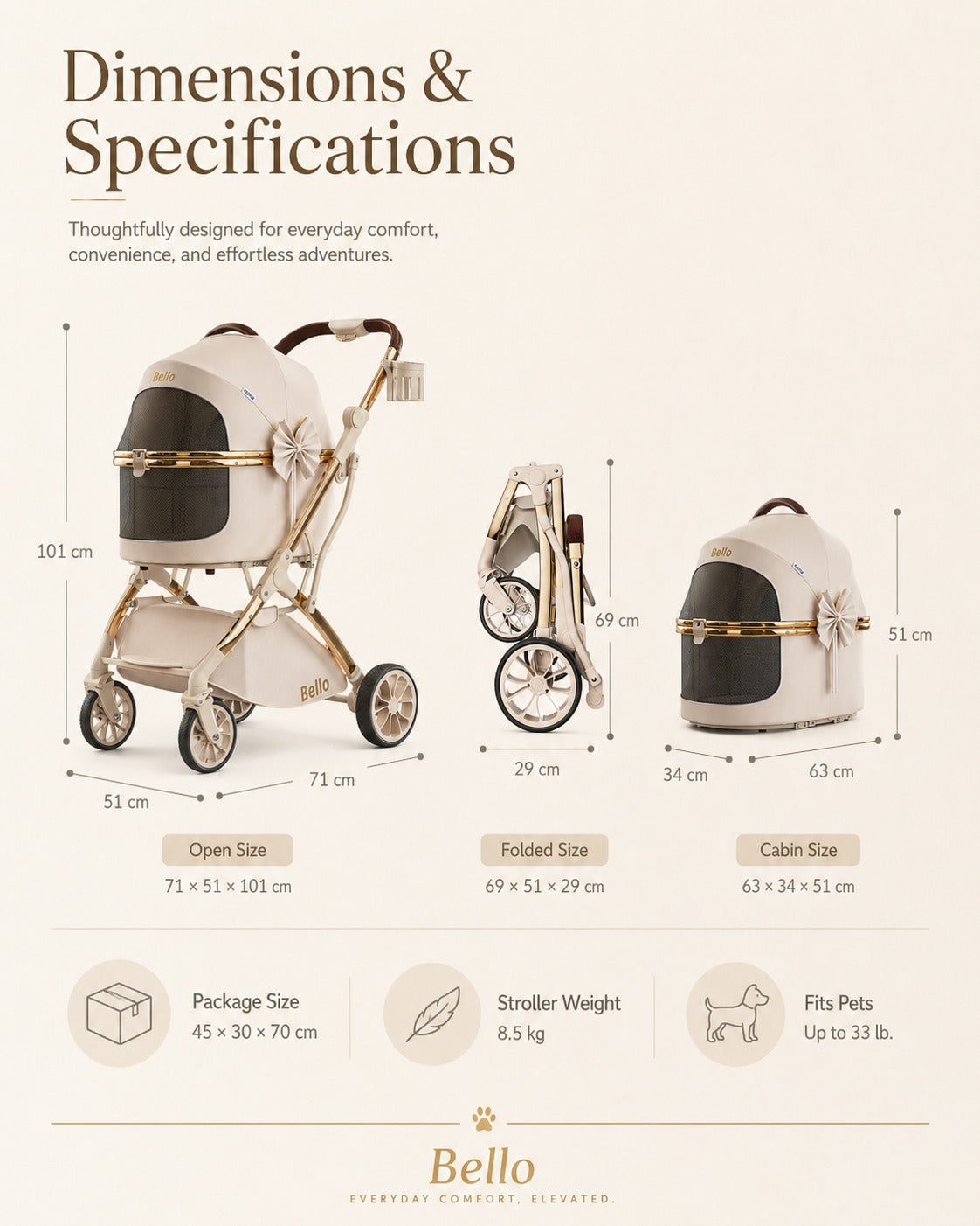 W1 Cocoa Detachable Comfort Pet Stroller product detail 9.