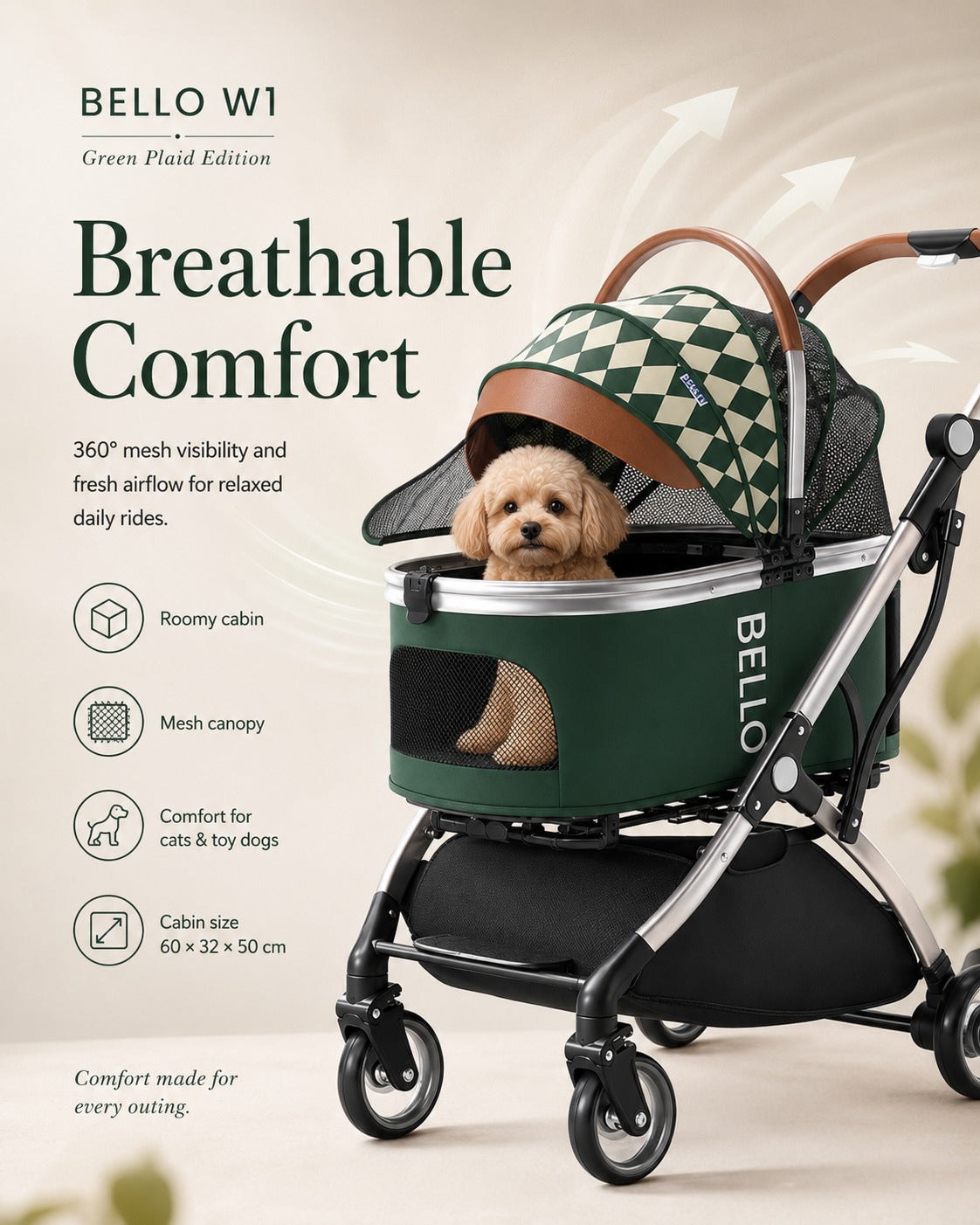 dog stroller carrier combo W1 Detachable Comfort Pet Stroller