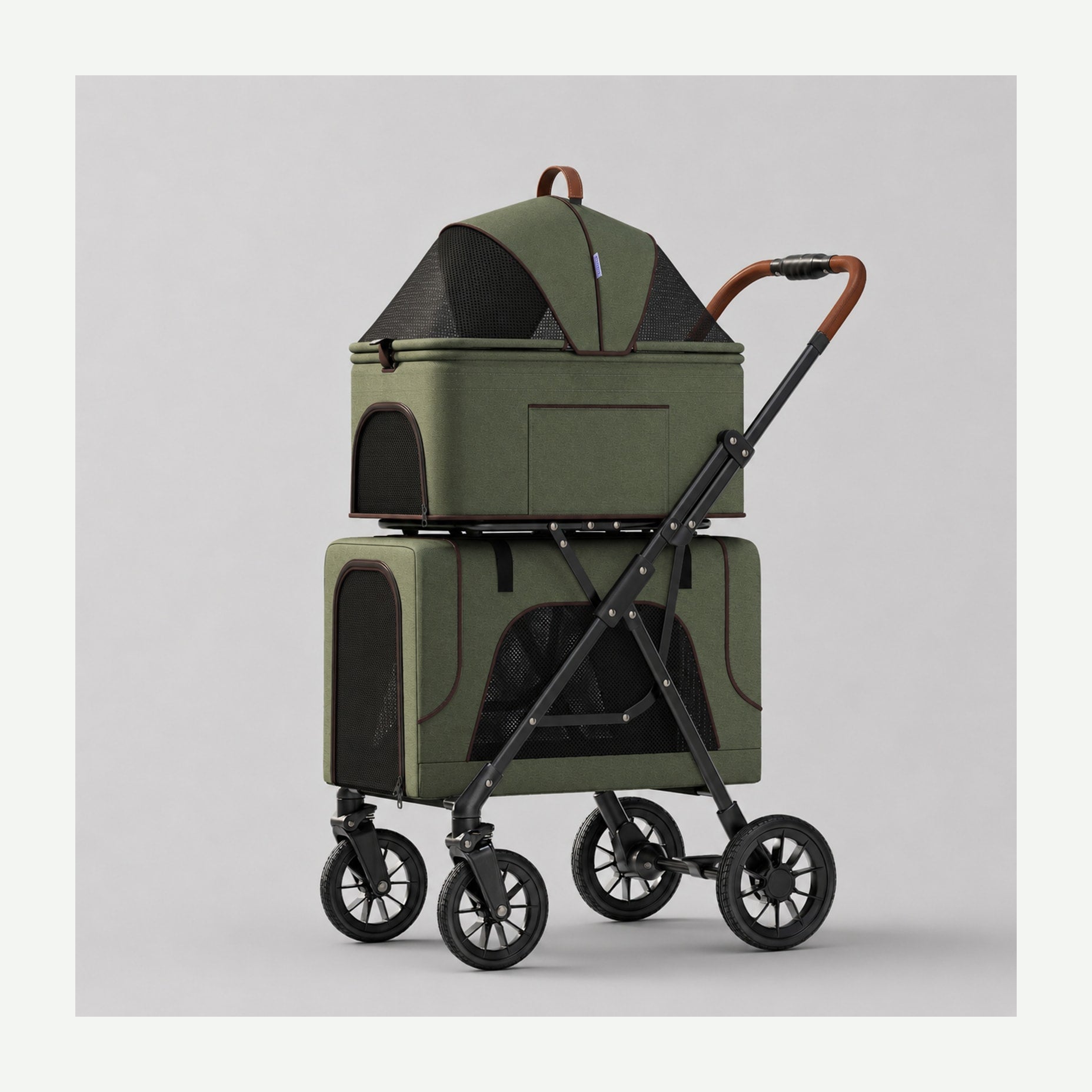 D3 double-decker pet stroller for two-pet households