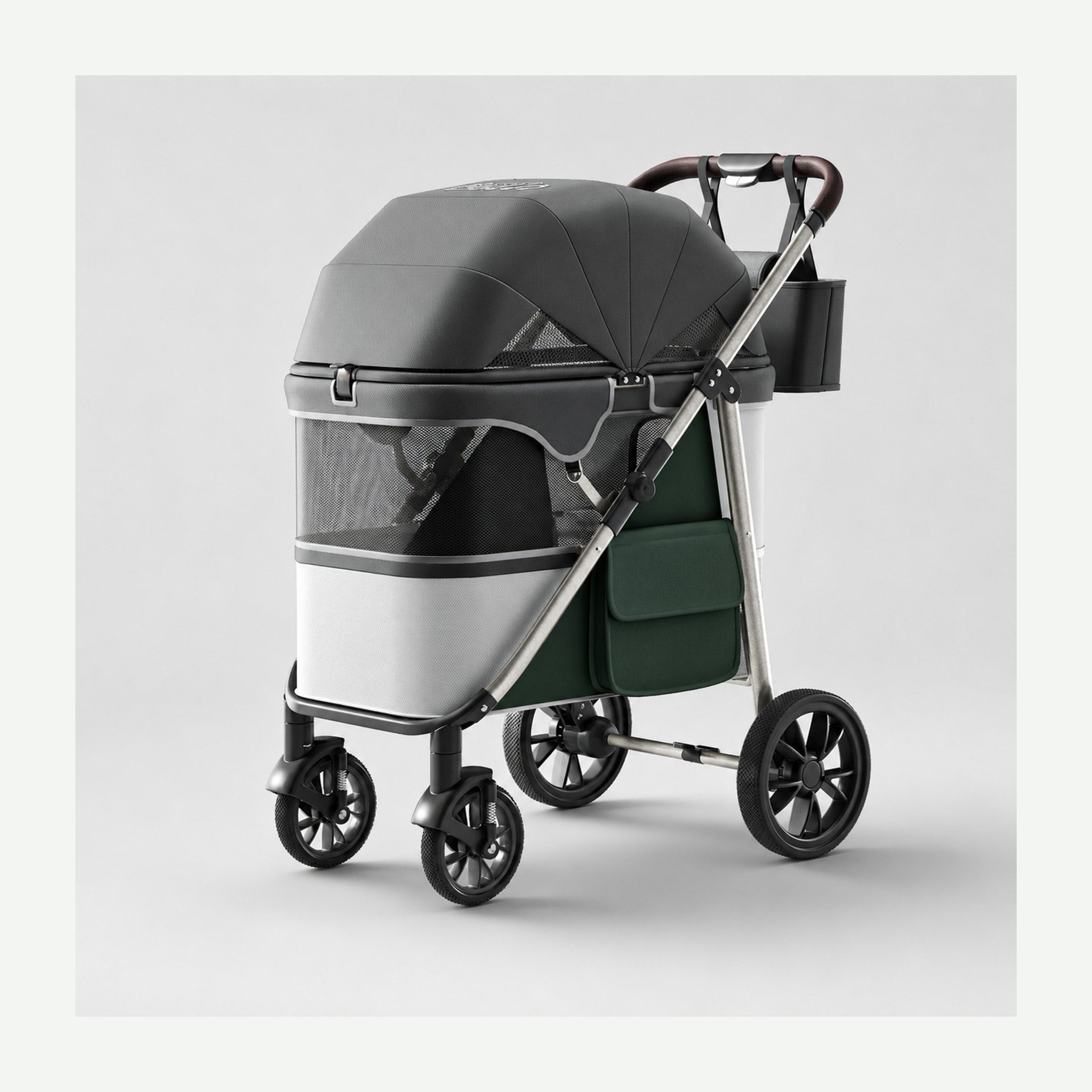Roomy BELLO VELO D12 one-piece pet stroller shown in profile.